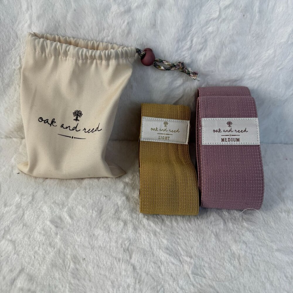 Oak And Reed Fabric Resistance Bands Set With Drawstring Bag - Light & Medium